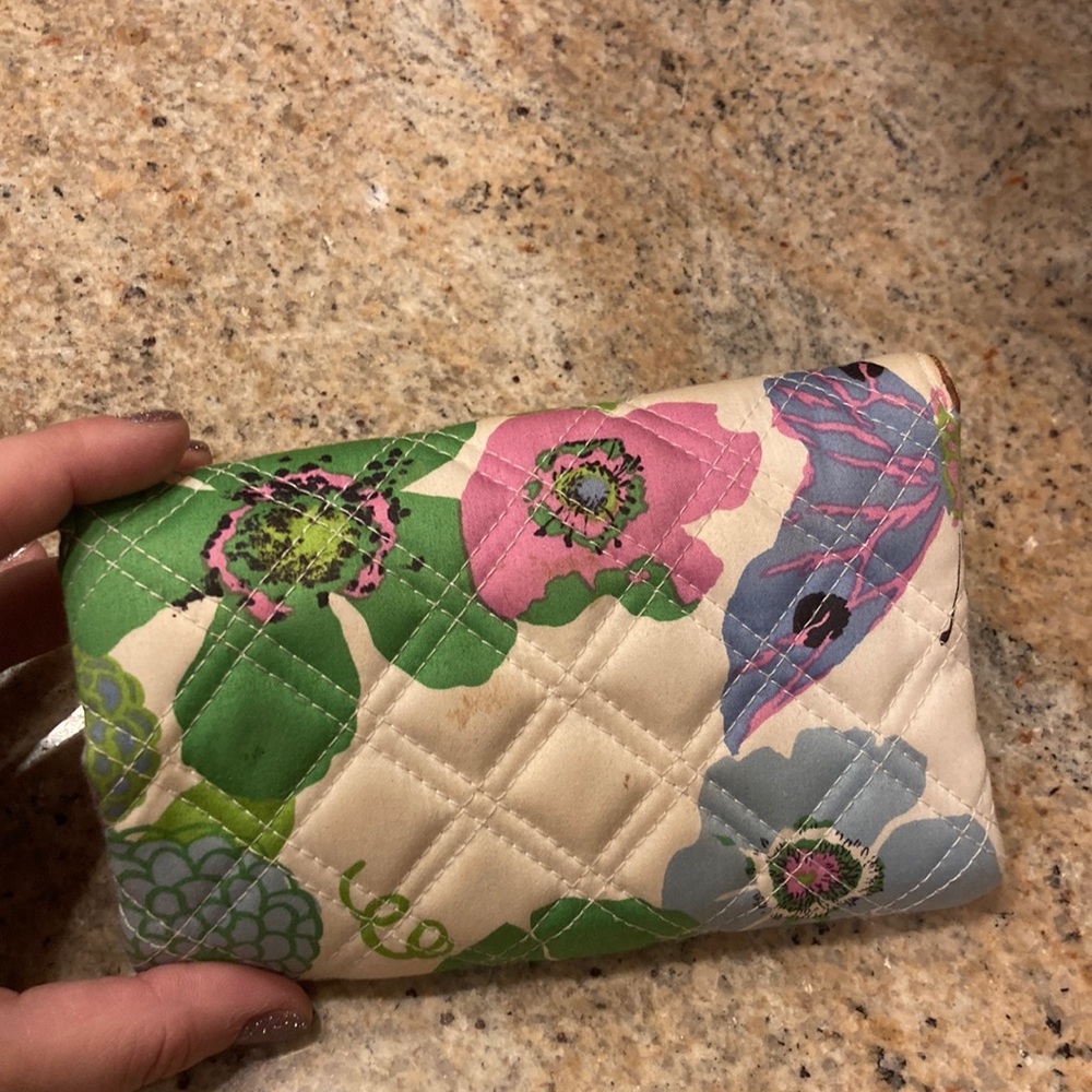 Vera Bradley clutch- white with butterflies and floral.